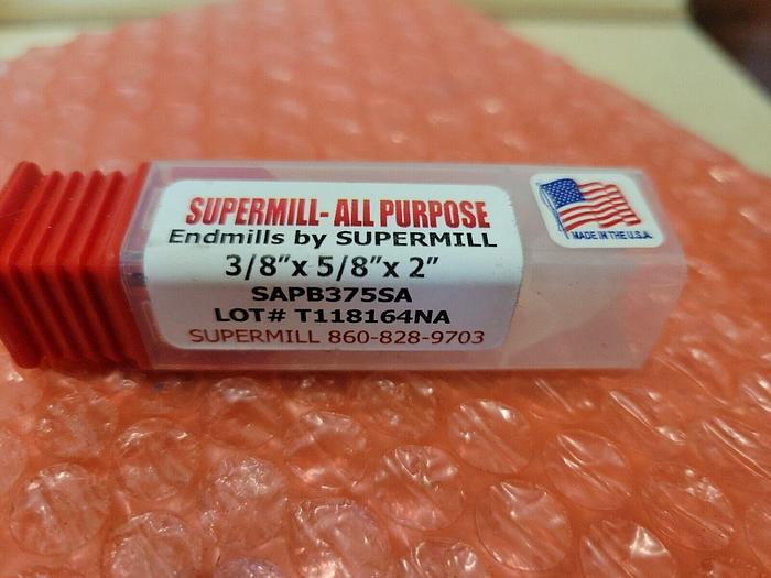 Used Supermill SAPB375SA 3/8" x 5/8" x 2" SOLID CARBIDE ENDMILL