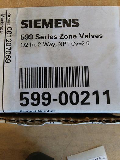 Siemens 599-00211 2-way 599 Series Zone Valve. 1/2in NPT