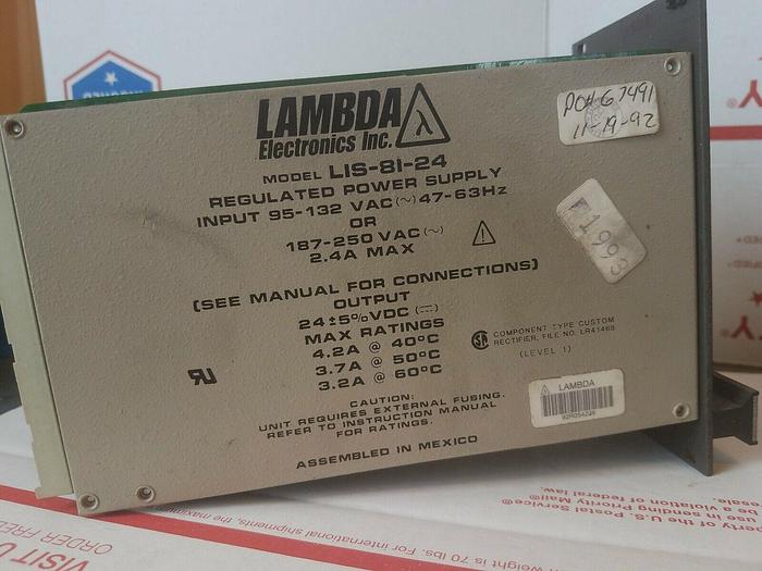Used Lambda LIS-81-24 Power Supply 120/240V to 24VDC, 4.2A @ 40°C