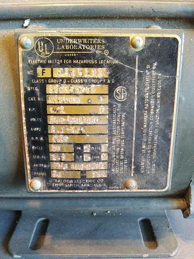 Baldor M7006A Electric Motor Hazardous Location 1/2HP 208-230/460V 1725rpm