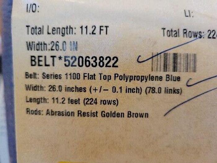 Intralox INT-S1100-FT-B26X134, 11.2' x 26", Series 1100 Flat Top, 52063822