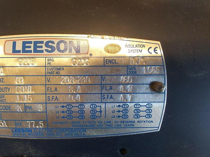 Used Leeson C182T17DK10A 3HP Motor