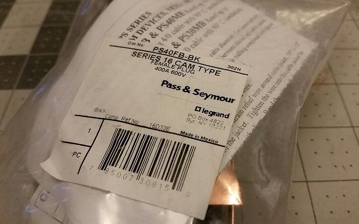 legrand Pass & Seymour PS40FB-BK Series 16 Cam Type Female Plug 400A 600V