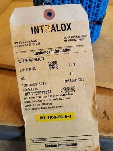 Intralox INT-1100-FG-B-4, Series 1100 Flush Grid Polypropylene, 52063824 6' X 4"