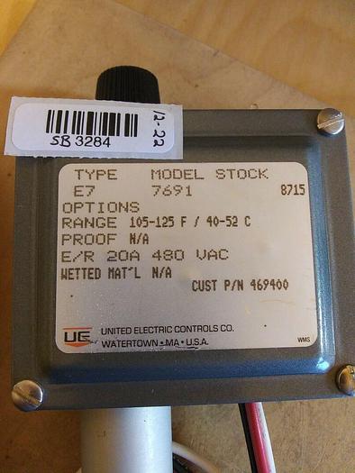 United Electric E7 7691 Temperature Controller * Range 105-125°F
