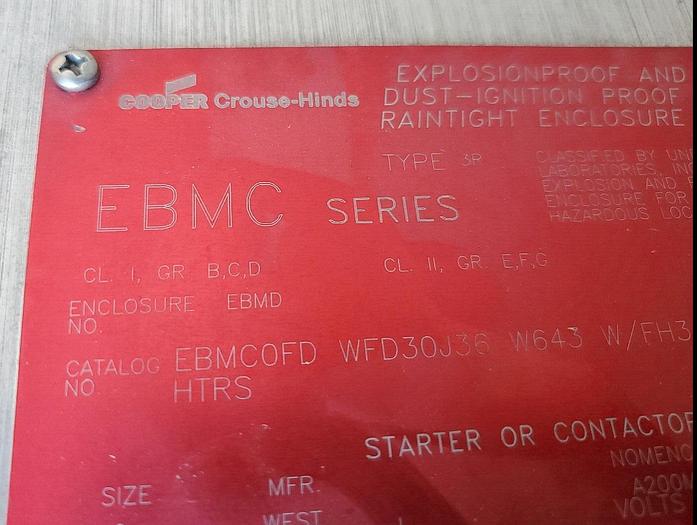 Used Cooper Crouse Hinds EBMCOFD EBMC WFD30J36 W643 W/FH36