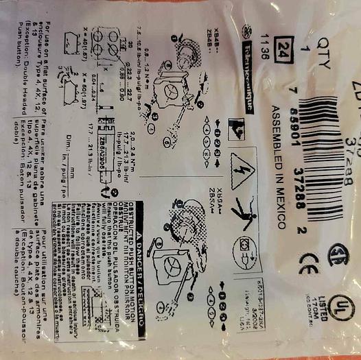 Schneider Electric ZBY2303 Automation Control Panel Nameplate Red New 785901372882