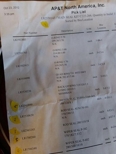 L82570143 L82510620 L82563245 L81700340 L81700260 L82561890 Industrial Seal Kit