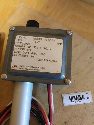 United Electric E7 7691 Temperature Controller * Range 105-125°F