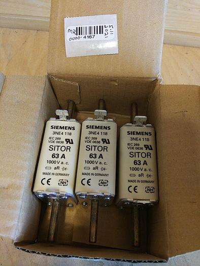 Siemens 3NE4 118 63amp 1000Vac Sitor Fuse. Box of 3