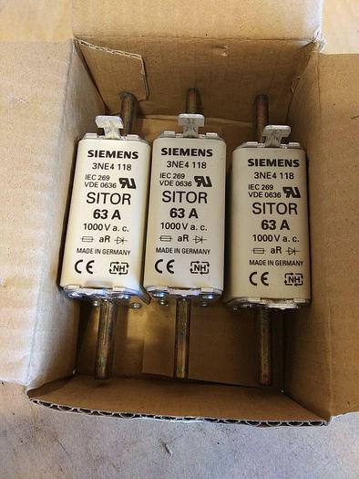 Siemens 3NE4 118 63amp 1000Vac Sitor Fuse. Box of 3