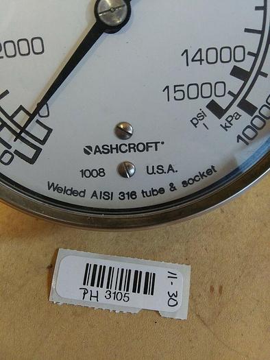 Ashcroft 1008 Pressure Gauge *0-15000psi. 4"