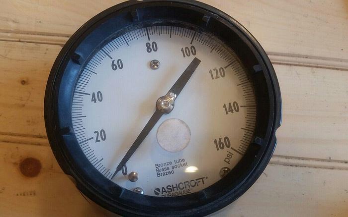 Used Ashcroft Duragauge Q-4832 160PSI, Bronze Tube/Brass Socket/Brazed