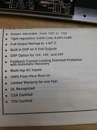 SOLA SLD-12-1010-12 Linear Open Frame DC Power Supply Silver Line