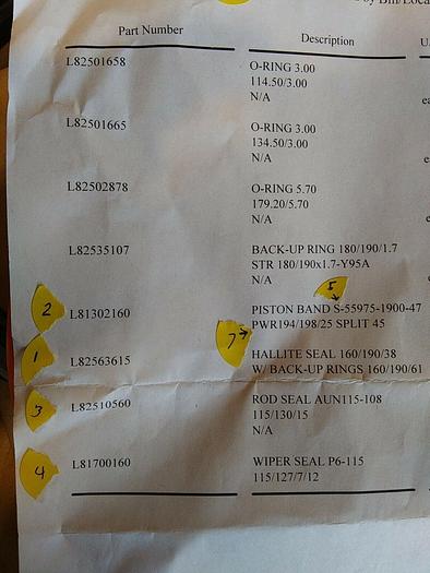 L82563615 L81302160 L82510560 L81700160 S-55975-1900-47 Third Seal Kit