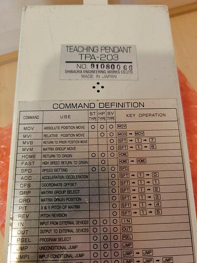 Used Shibaura TPA-203 Teach Pendent