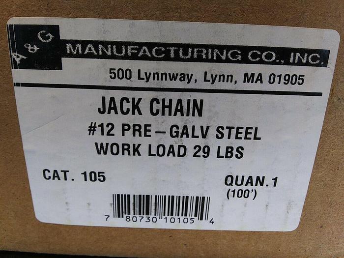 A&G Mfg. #12 Jack Chain Pre-Galv Steel 29lb Work Load 100ft
