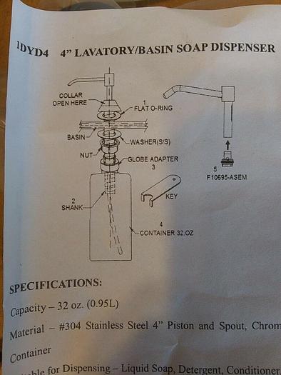 Tough Guy 1DYD4 4" Lavatory Basin Soap Dispensor