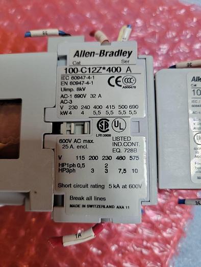 Used Allen Bradley 100S-C12DJ404C, 100-C12Z*400, 100S-F