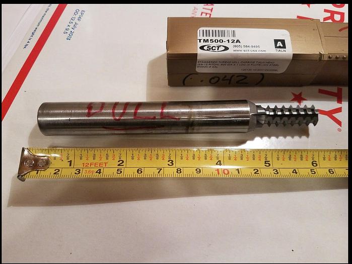 Used SCIENTIFIC CUTTING TOOLS TM500-12A Staggered Thread Mill Carbide TIALN 6" OAL