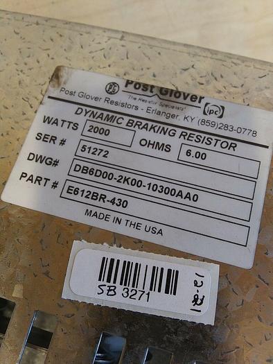 Post Glover E612BR-430 Dynamic Braking Resistor 2000watts