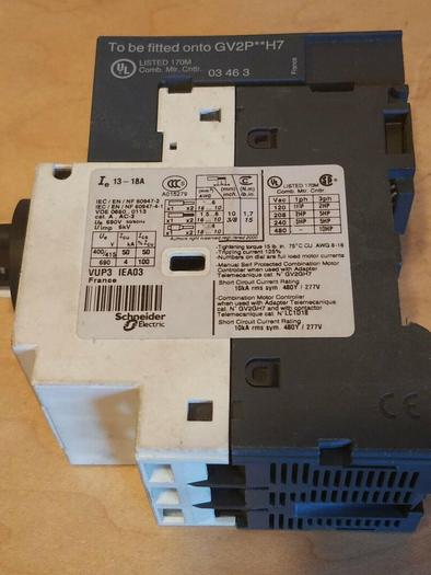 Used TELEMECANIQUE GV2-P20H7 13-18A w/ GV2GH7