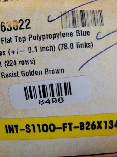 Intralox INT-S1100-FT-B26X134, 11.2' x 26", Series 1100 Flat Top, 52063822