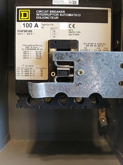 Used Square D PFH36100G I-LINE 100amp Circuit Breaker Disconnector