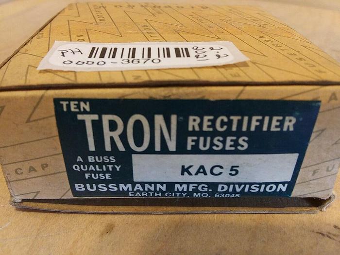 Bussmann KAC5 Tron Rectifier Fuses Box of 10