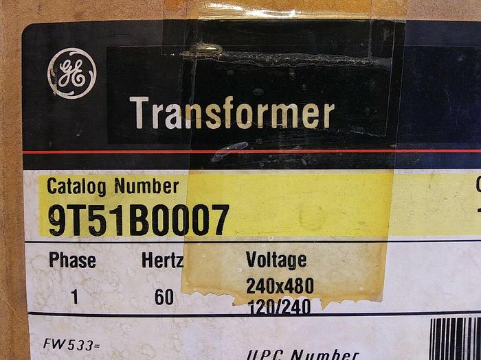 9T51B0007 General Electric Dry Type Control Transformer. 1 Phase