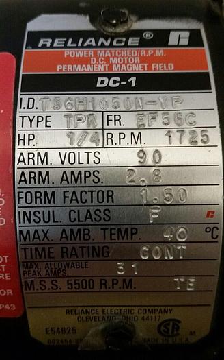 Used Reliance DC-1 TPR, 1/4 HP 90 V with Morse ED Series 13GEDF 7.5 Gear Reducer