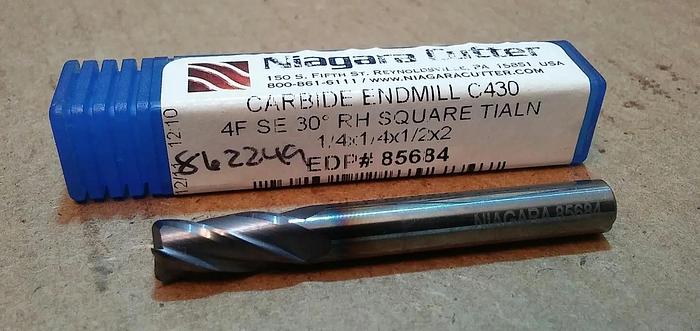 Used Niagara Cutter Carbide End Mill EDP 85684 - C430 4 FLUTE SQUARE TIALN