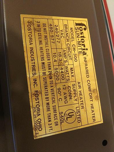 Fostoria CH-300 General Distribution Heater 5000W Max