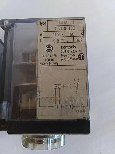 Used Schleicher 1ZM 11 Timer Relay.  (Lot of 2)