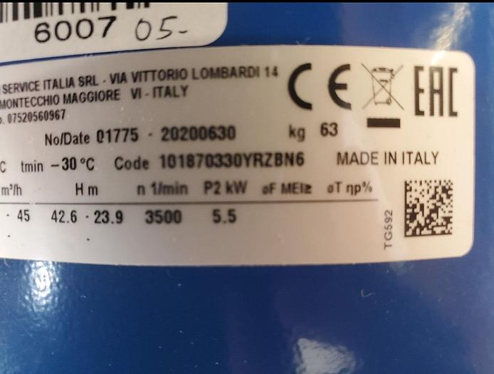 Lowara ESHE 40-200/55 /P26RSSZ 26/46 60 1200/1000 PLM112B14S2/355 E3 230/460