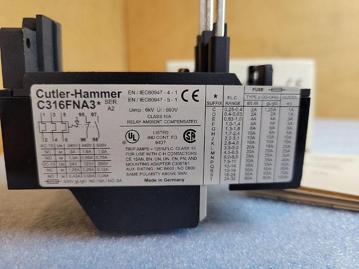 Eaton Cutler Hammer C316 FNA3F, Thermal Overload Relay