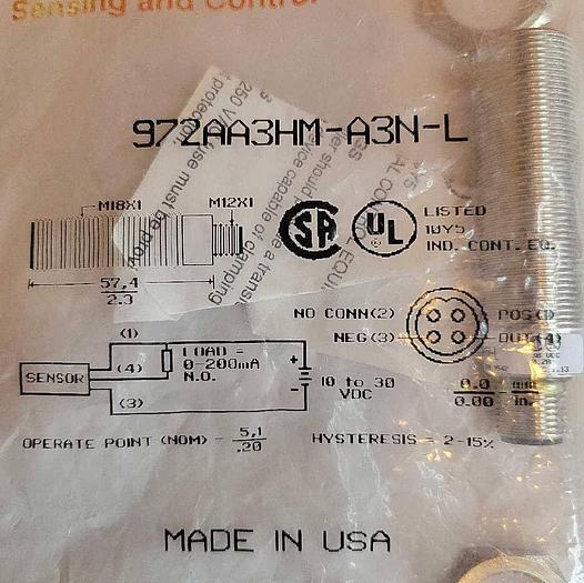 Honeywell Microswitch Sensing & Control 972AA3HM-3N-L USA New