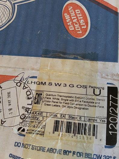 Used Lithonia LHQM S W 3 G OS LED/Exit Combo *No battary