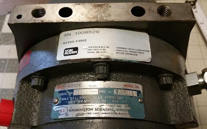 Used Washington Scientific Model 25 Hydraulic Motor, Von Ruden AV25S-Y3502