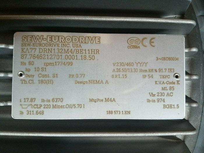 Sew Eurodrive KA77 DRN132M4/BE11HR