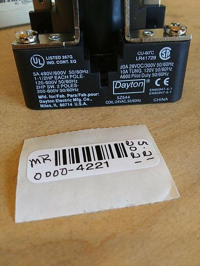 Dayton 5Z544 Power Relay 24VAC 30amp DPST