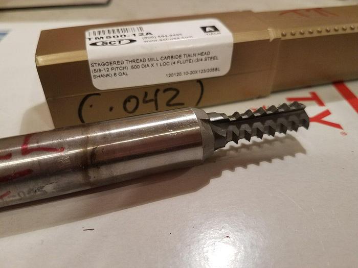 Used SCIENTIFIC CUTTING TOOLS TM500-12A Staggered Thread Mill Carbide TIALN 6" OAL