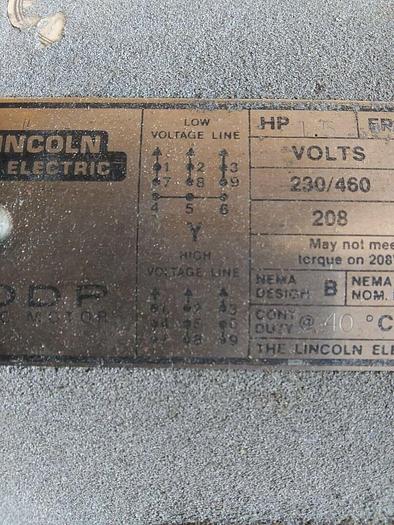 Used Lincoln Electric KM354 ODP AC 3 Phase Motor 1.5Hp 230-460volts