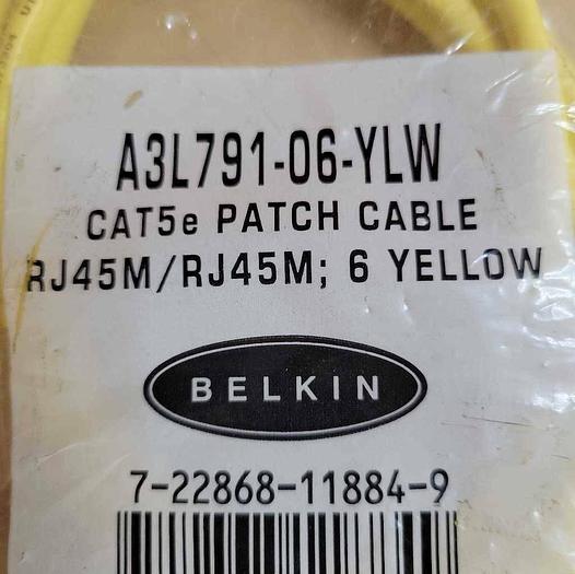 Belkin CAT5e Patch Cable 6 Ft A3l791-06-YLW RJ45M/RJ45M Yellow Ethernet 722868118849