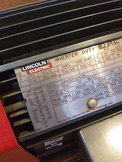 Used Lincoln Electric 4B4S5TC61Q15 Motor. *User Refurbished.
