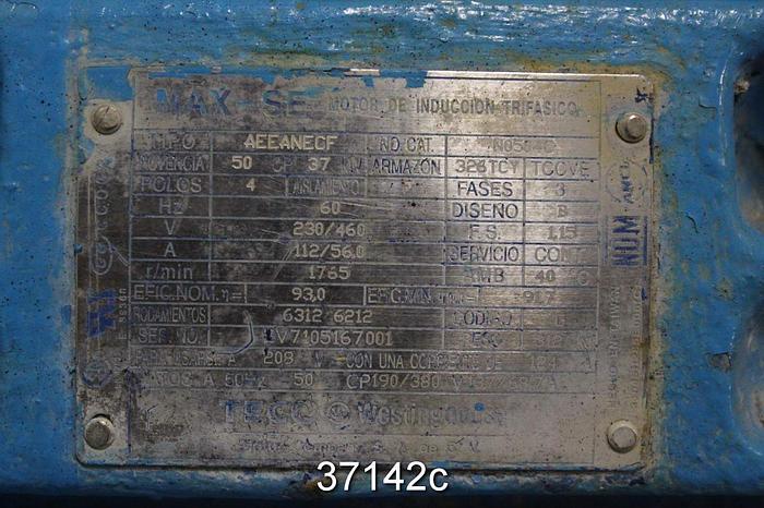Used Westinghouse 50 Hp, 460 Volt, 1765 Rpm Ac Motor #37142