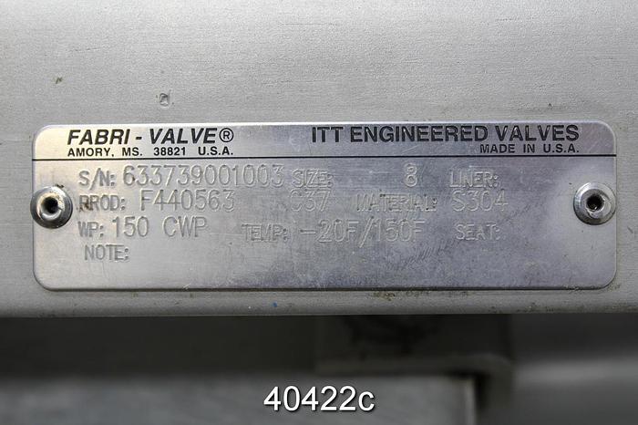 Used 8" Fabri-Valve Hand Operated Knife Gate Valve #40422