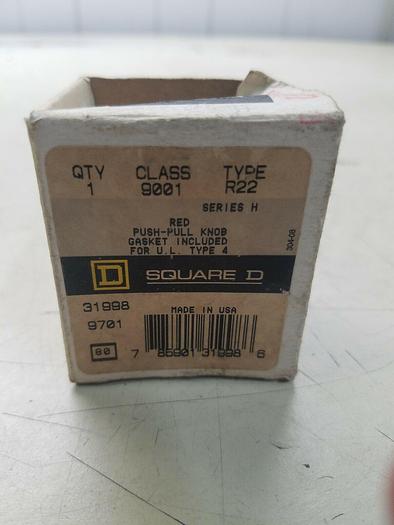 SQUARE D RED PUSH-PULL KNOB CLASS 9001 TYPE R22 SERIES H