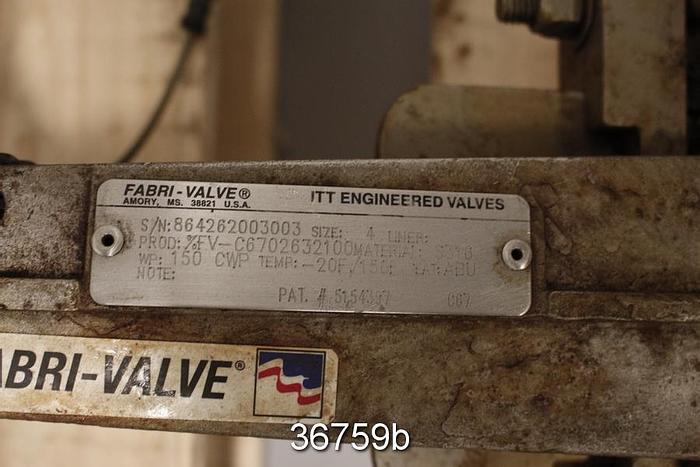 Used Fabri 4" Hand Operated Knife Gate Valve #36759