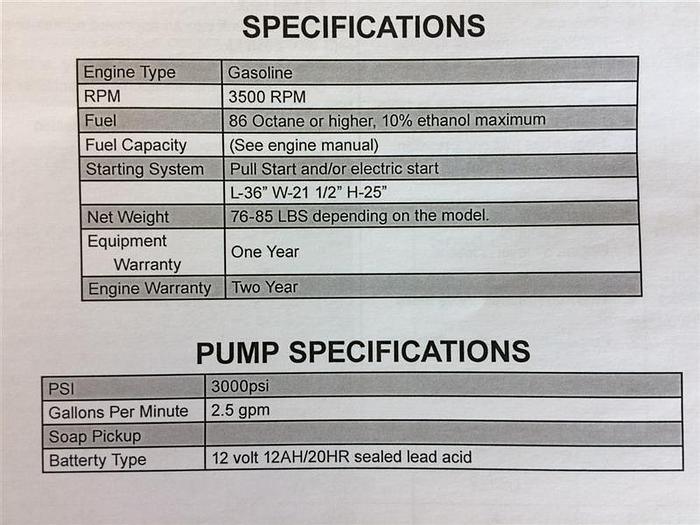 Yamaha 3,000 PSI Pressure Washer